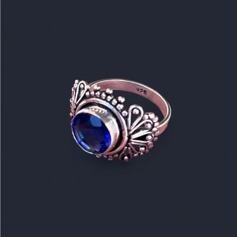 Handcrafted Faceted Tanzanite Sterling Silver Ring